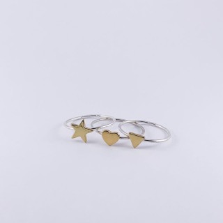 Ring Joe heart silver and gold plated