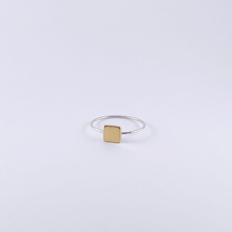 Ring Joe vierkant zilver en goudverguld