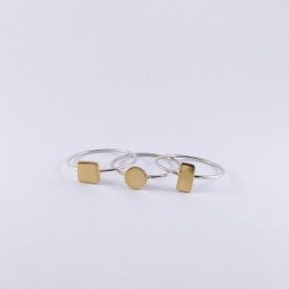 Ring Joe square silver and gold plated