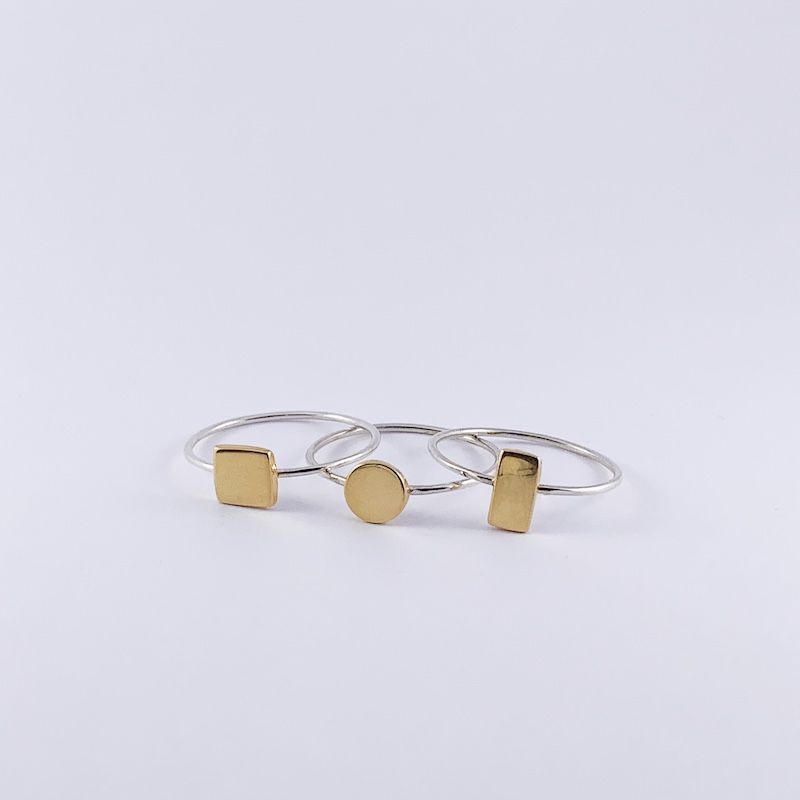 Ring Joe square silver and gold plated