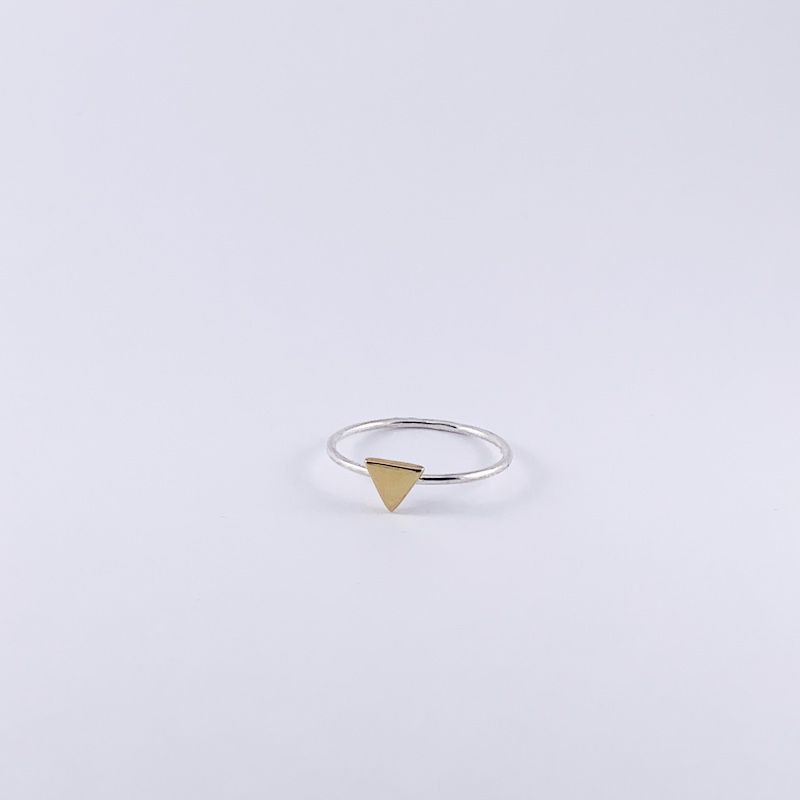 Ring Joe driehoek zilver en goudvergul