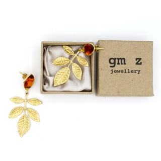 Brass earrings with citrine
