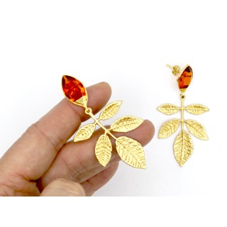 Brass earrings with citrine