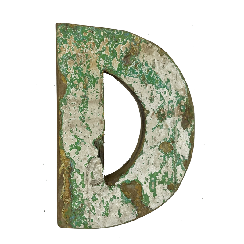 Wooden letter D made out of old fishing boats Wooden letter D made out of old fishing boats