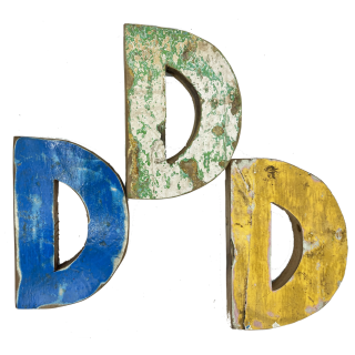 Wooden letter D made out of old fishing boats Wooden letter D made out of old fishing boats