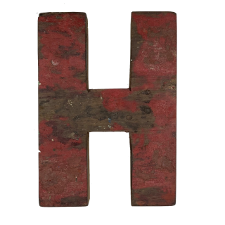 Wooden letter H made out of old fishing boats