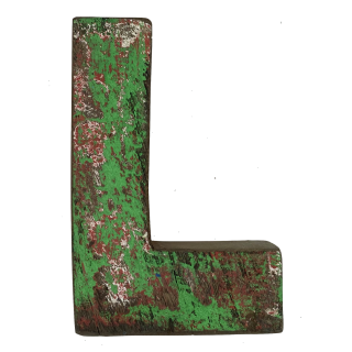 Wooden letter L made out of old fishing boat