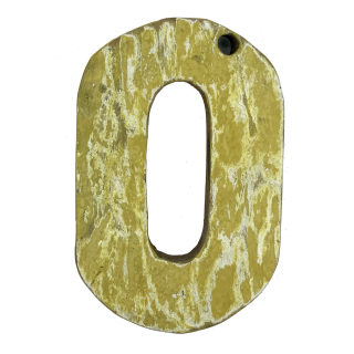 Wooden letter O made out of old fishing boats