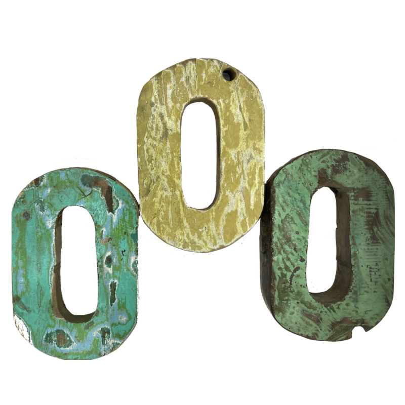 Wooden letter O made out of old fishing boats Wooden letter O made out of old fishing boats