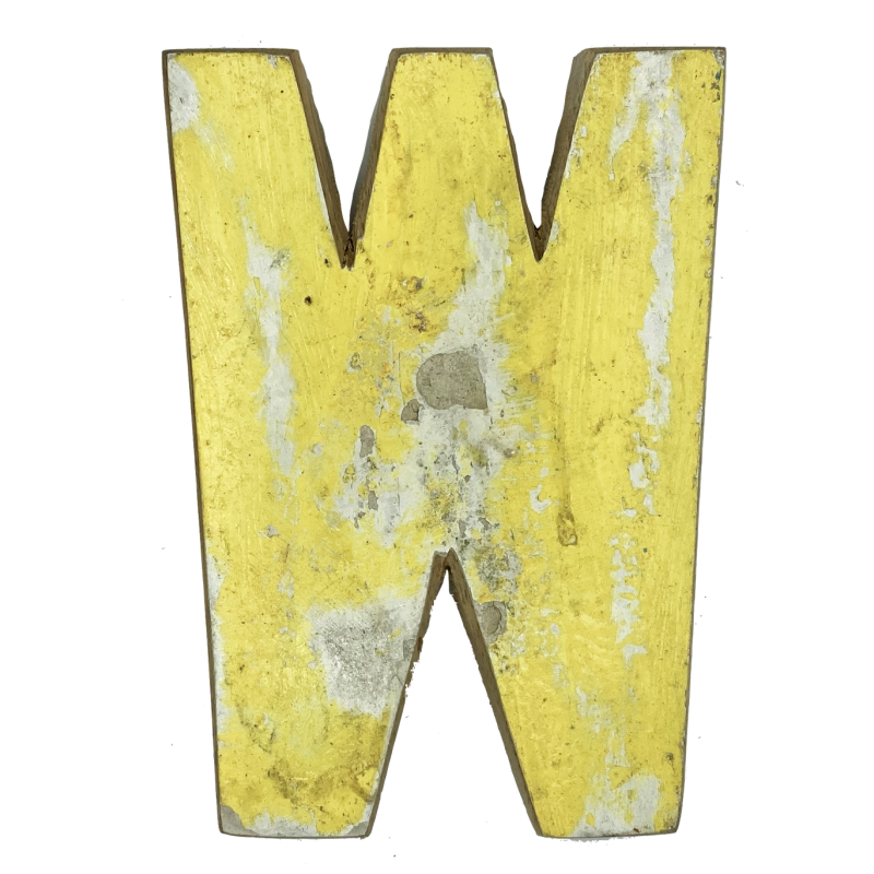 Wooden letter W made out of old fishing boats