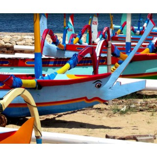 Wooden letter P made out of old fishing boats