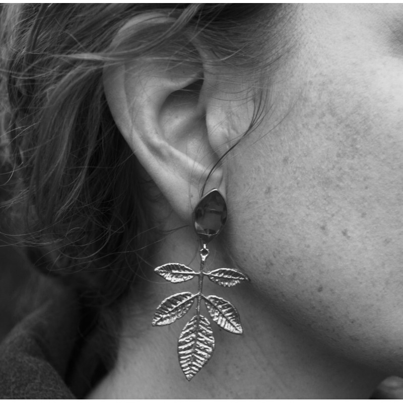 Brass earrings Ayla with citrine 