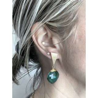 Messing oorbellen Blair met groenblauwe quartz