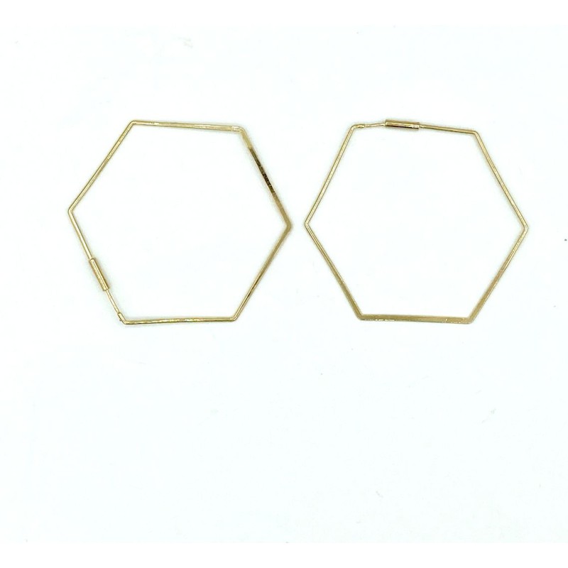 Gold plated earrings Gerbera Hexagoon