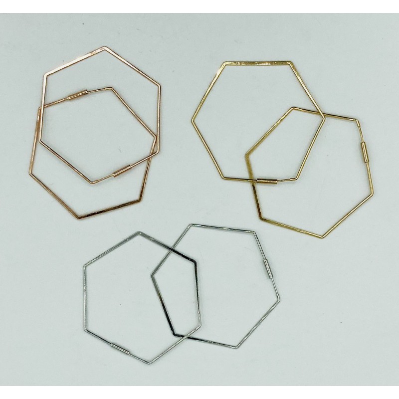 Gold plated earrings Gerbera Hexagoon