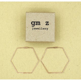 Rosé vergulde oorbellen Gerbera hexagoon