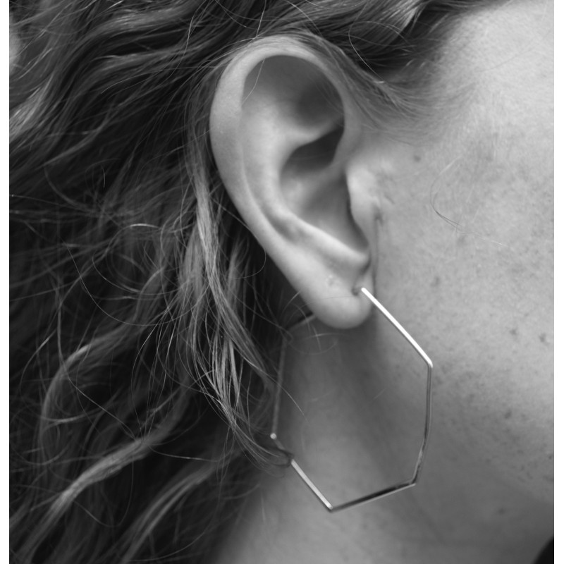 Rosé plated earrings Gerbera hexagoon 