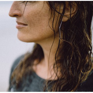 Silver earring Gerbera hexagone 