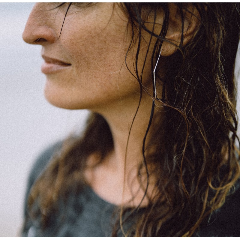 Silver earring Gerbera hexagone 