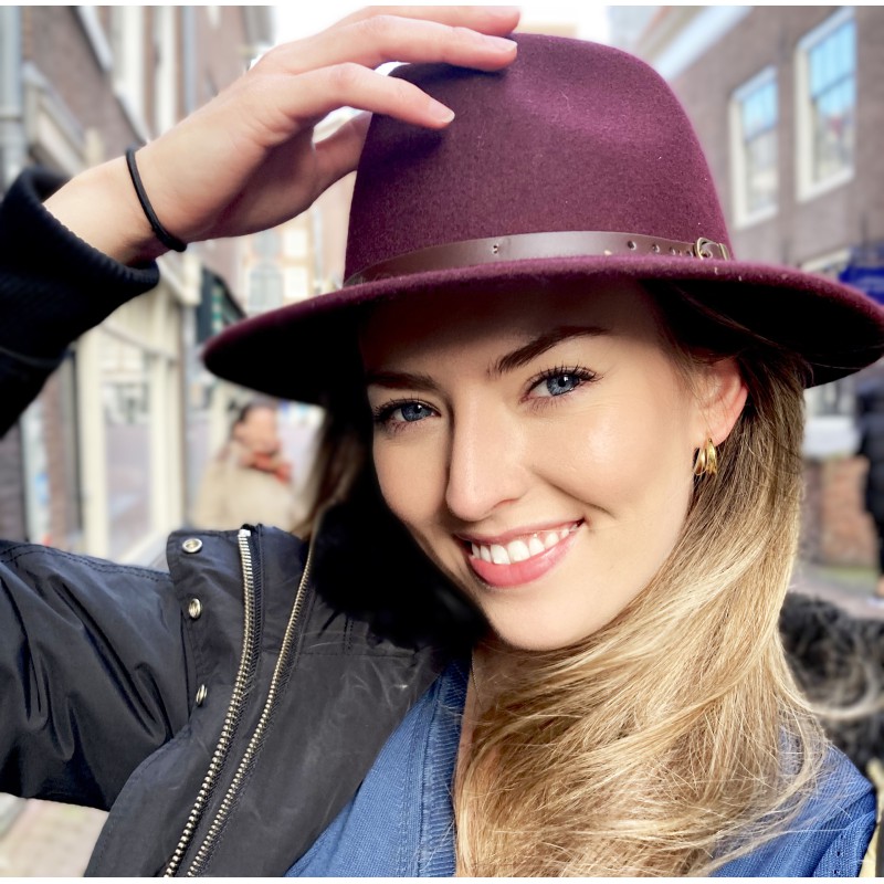 Bordeaux 100% wollen hoed Bonnie