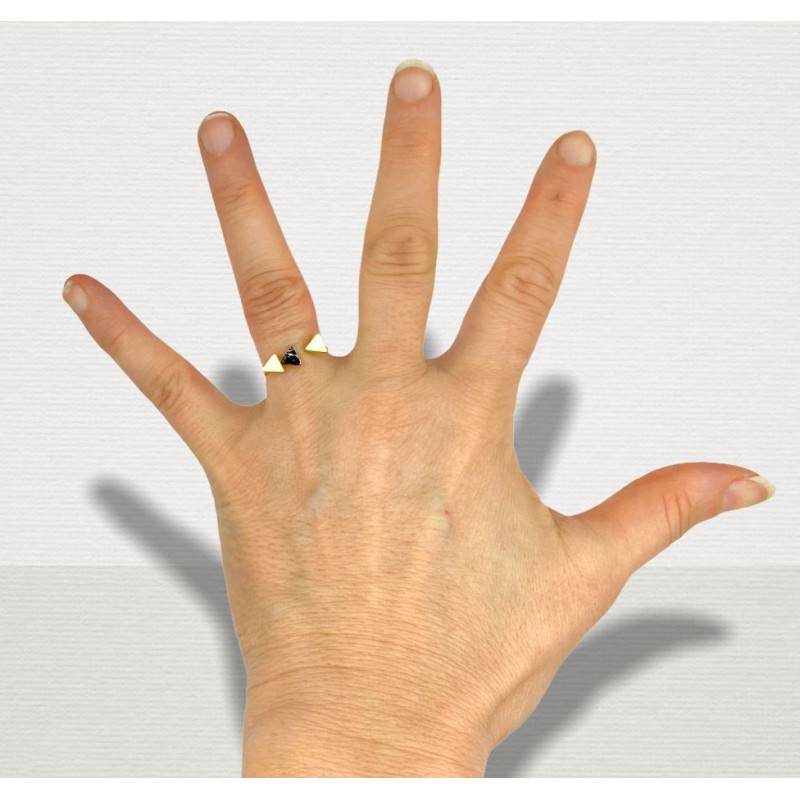 Goud vergulde ring Trix zwart