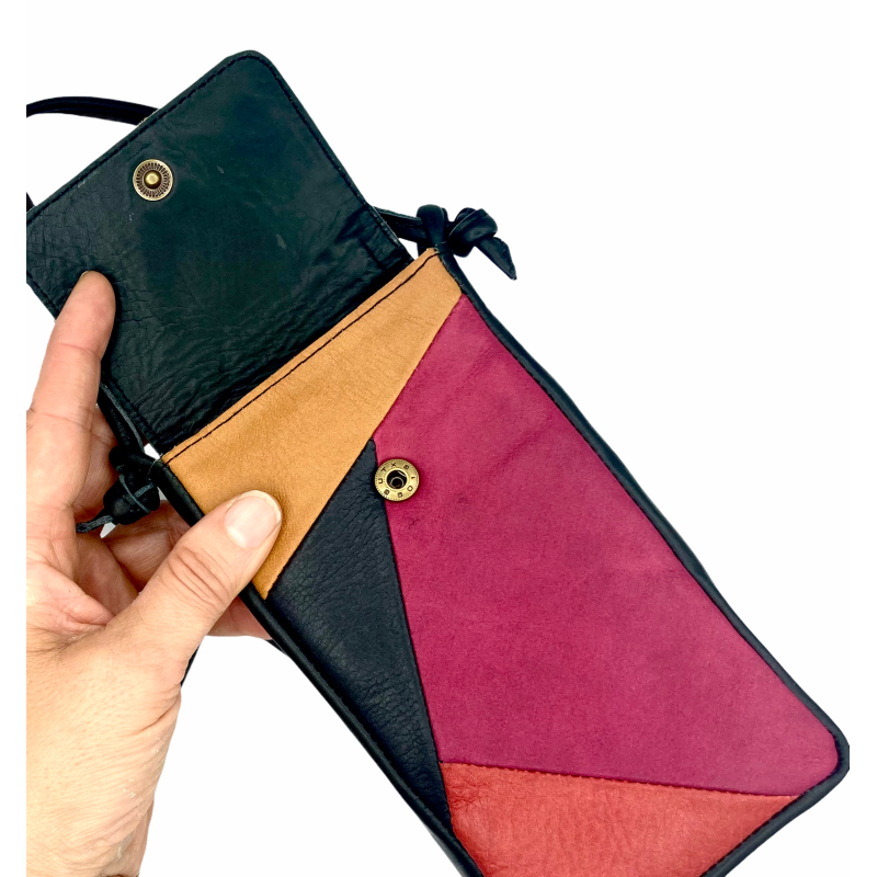 Leren iPhone tas Nigela patchwork voor de iPhone of Samsung Galaxy Leren iPhone tas Nigela patchwork voor de iPhone of Samsung Galaxy