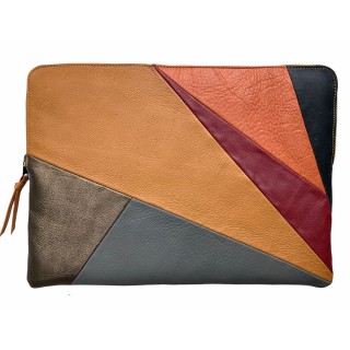 Leather laptop sleeve Lucas patchwork multicolor for the Apple 16 inch