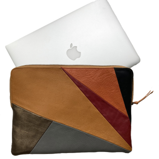 Leather laptop sleeve Lucas patchwork multicolor for the Apple 16 inch