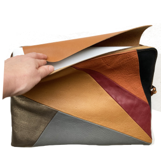 Leather laptop sleeve Lucas patchwork multicolor for the Apple 16 inch