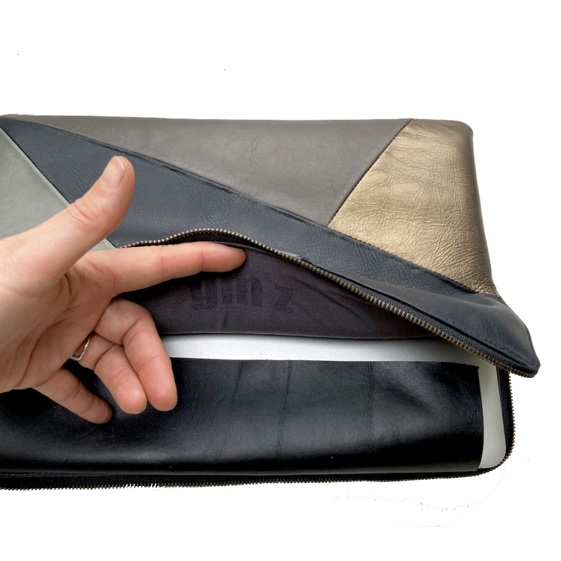 Leather laptop sleeve Lucas patchwork natural for the Apple 16 inch Leather laptop sleeve Lucas patchwork natural for the Apple 16 inch