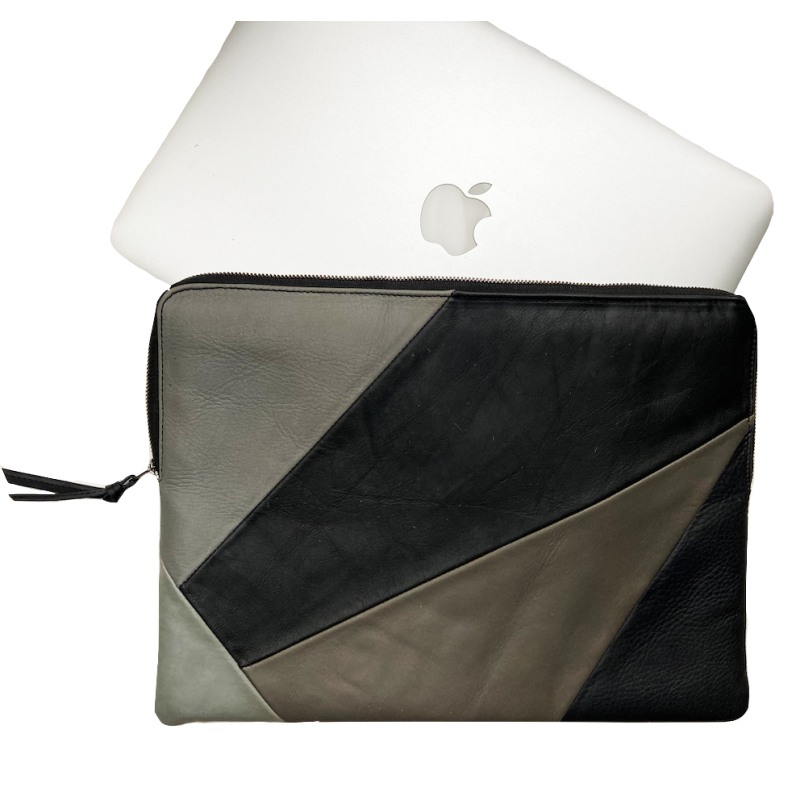 Leather laptop sleeve Lucas patchwork natural for the Apple 16 inch Leather laptop sleeve Lucas patchwork natural for the Apple 16 inch