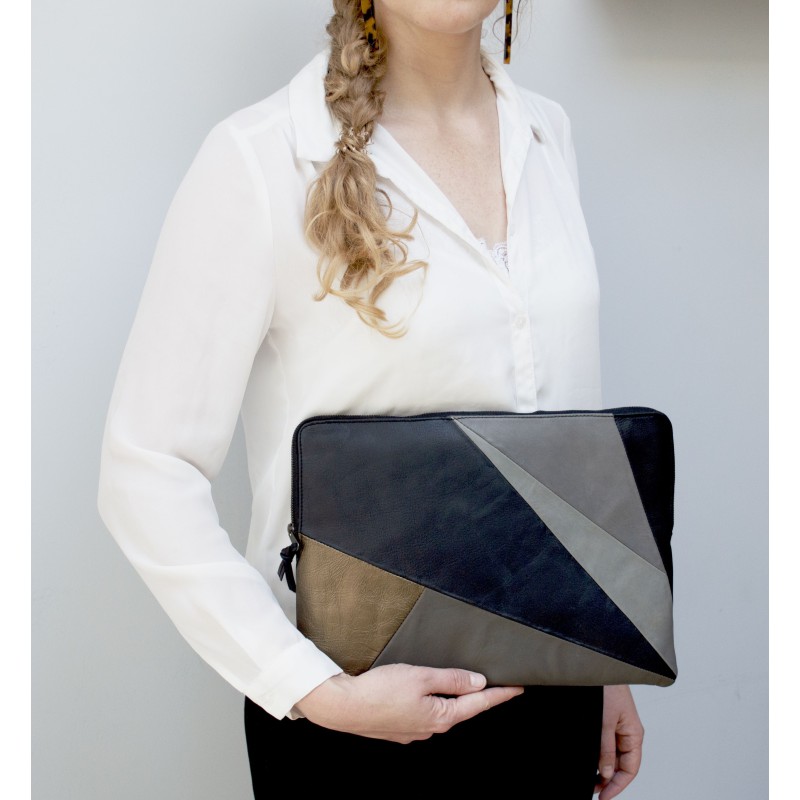 Leather laptop sleeve Lucas patchwork natural for the Apple 16 inch Leather laptop sleeve Lucas patchwork natural for the Apple 16 inch