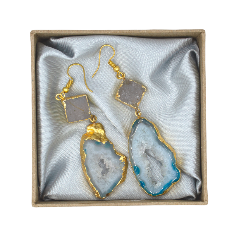 Messing Oorbellen Air met druzy steen Messing Oorbellen Air met druzy steen