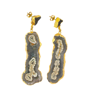 Messing oorbellen Tess met Druzy steen