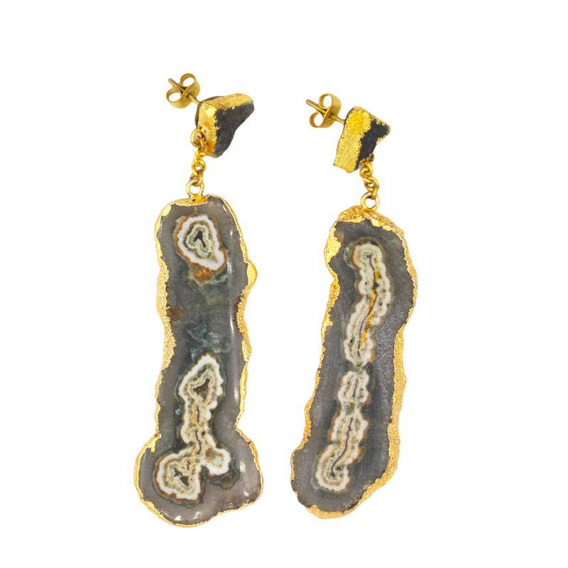 Messing oorbellen Tess met Druzy steen Messing oorbellen Tess met Druzy steen