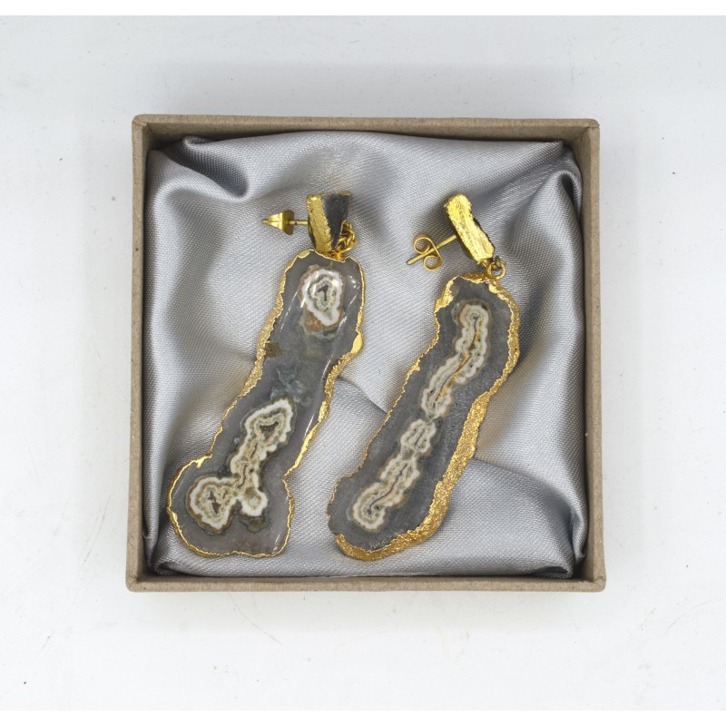 Messing oorbellen Tess met Druzy steen Messing oorbellen Tess met Druzy steen