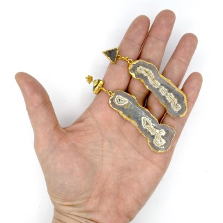 Messing oorbellen Tess met Druzy steen Messing oorbellen Tess met Druzy steen