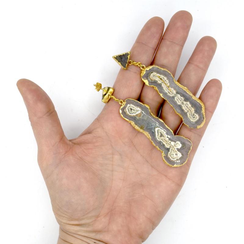 Messing oorbellen Tess met Druzy steen Messing oorbellen Tess met Druzy steen