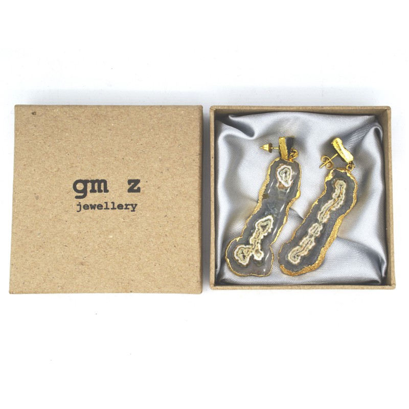 Messing oorbellen Tess met Druzy steen Messing oorbellen Tess met Druzy steen