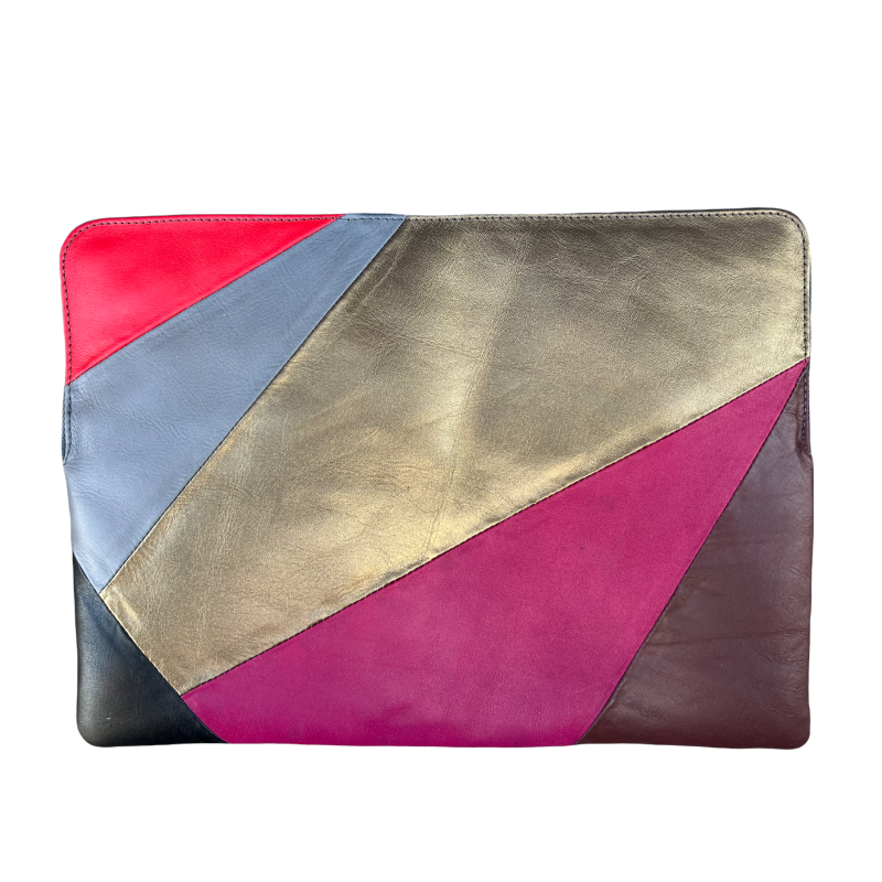 Leren laptophoes Lucas patchwork multicolor voor de Apple 13 inch