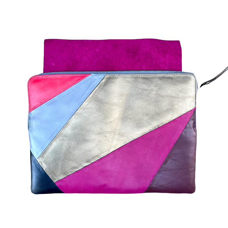 Leather laptop sleeve Lucas patchwork multicolor for the Apple 13 inch Leather laptop sleeve Lucas patchwork multicolor for the Apple 13 inch