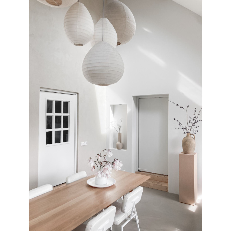 The linen lampshade Liv L white | A foldable, linen lampshade