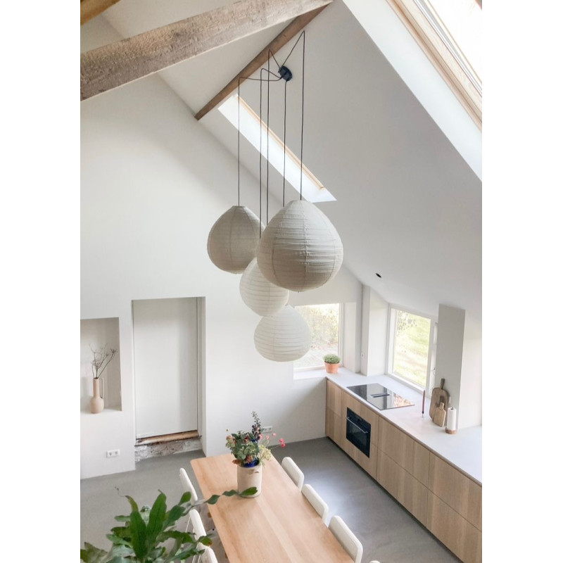 The linen lampshade Liv L white | A foldable, linen lampshade